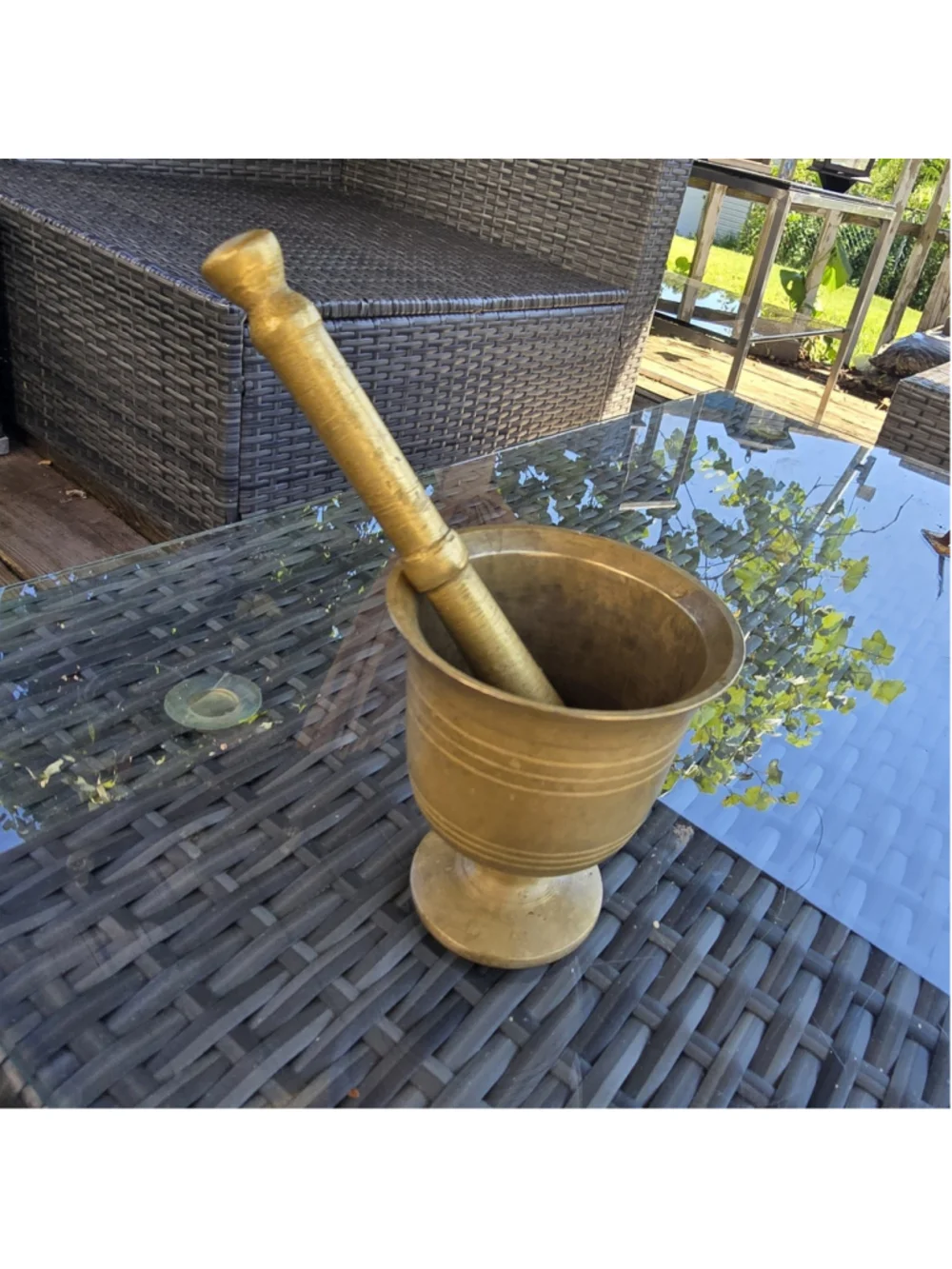 Antique Heavy Brass Mortar & Pestle 3.5” 6.5